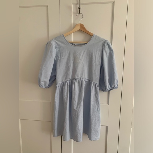 Light blue denim cotton Sunday Best mini dress - Picture 1 of 3